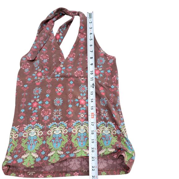 Energie Y2k Fairy Core Stretchy Paisley Brown Halter Top - Women's Medium - Picture 5 of 6